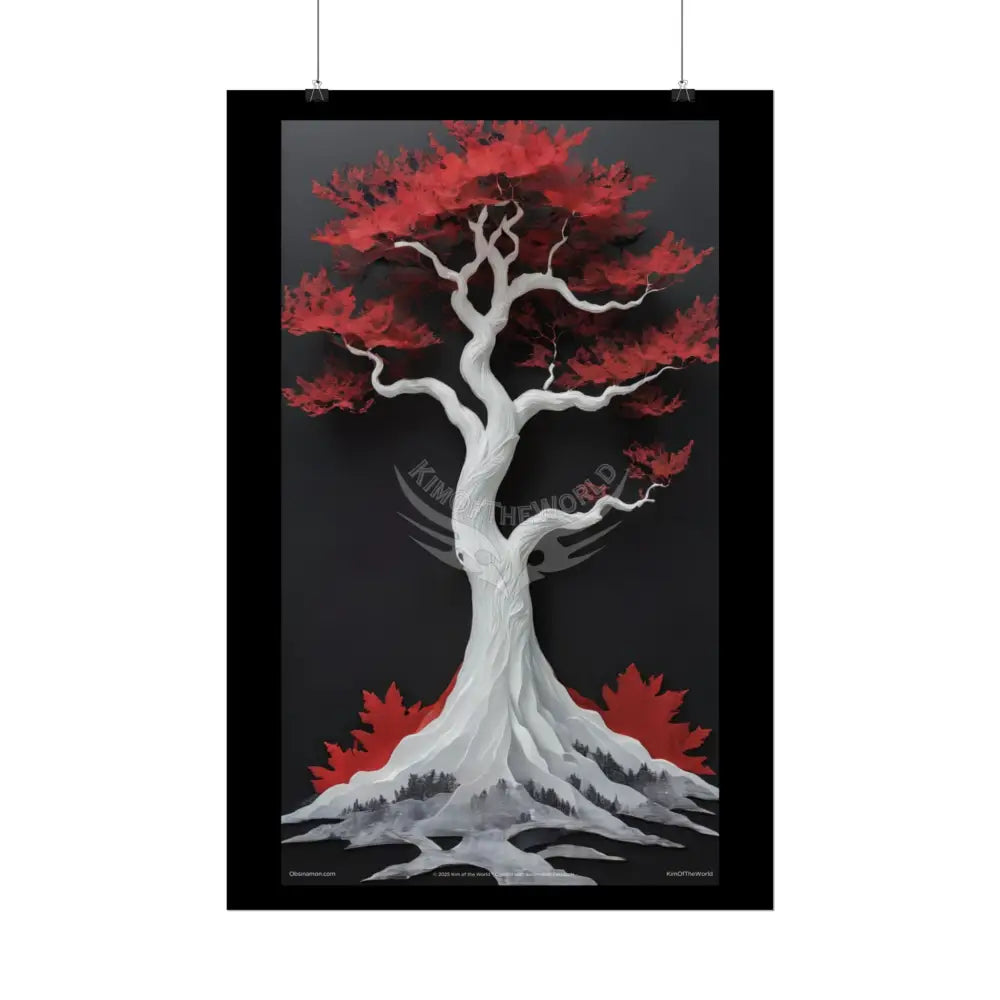 Gothic Tree & Fashion 3D Satin Poster Set — Black & Red Rolled Posters Poster