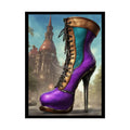 Gothic Weird Steampunk Face Tattoo High Heel Shoe - Clean Fetish Boot Feet Shoe High Heel Art Print Poster - Red 18″ x