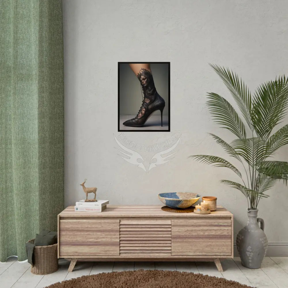 Gothic Weird Steampunk Face Tattoo High Heel Shoe - Clean Fetish Boot Feet Shoe High Heel Art Print Poster - Red Poster
