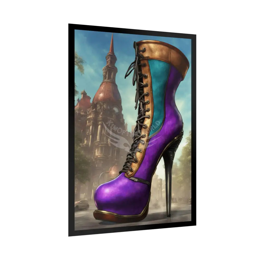 Gothic Weird Steampunk Face Tattoo High Heel Shoe - Clean Fetish Boot Feet Shoe High Heel Art Print Poster - Red Poster