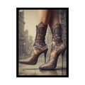 Gothic Weird Steampunk Lace Tattoo High Heel Shoe - Clean Fetish Boot Feet Shoe High Heel Art Print Poster - Red 18″ x