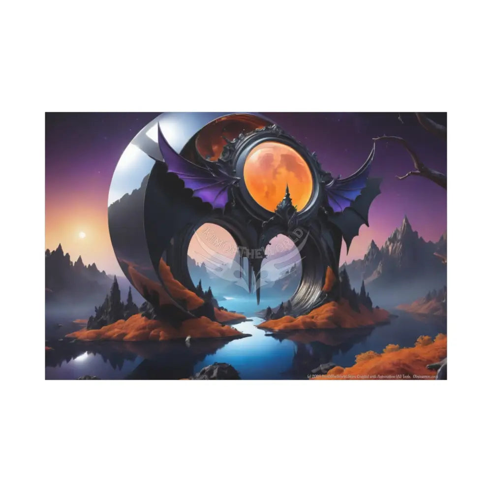 Gothic Wings Wonderland Canvas Prints -- Oil-Style Matte Stretched 60’’ x 40’’ (Horizontal) / 1.25’’ Canvas