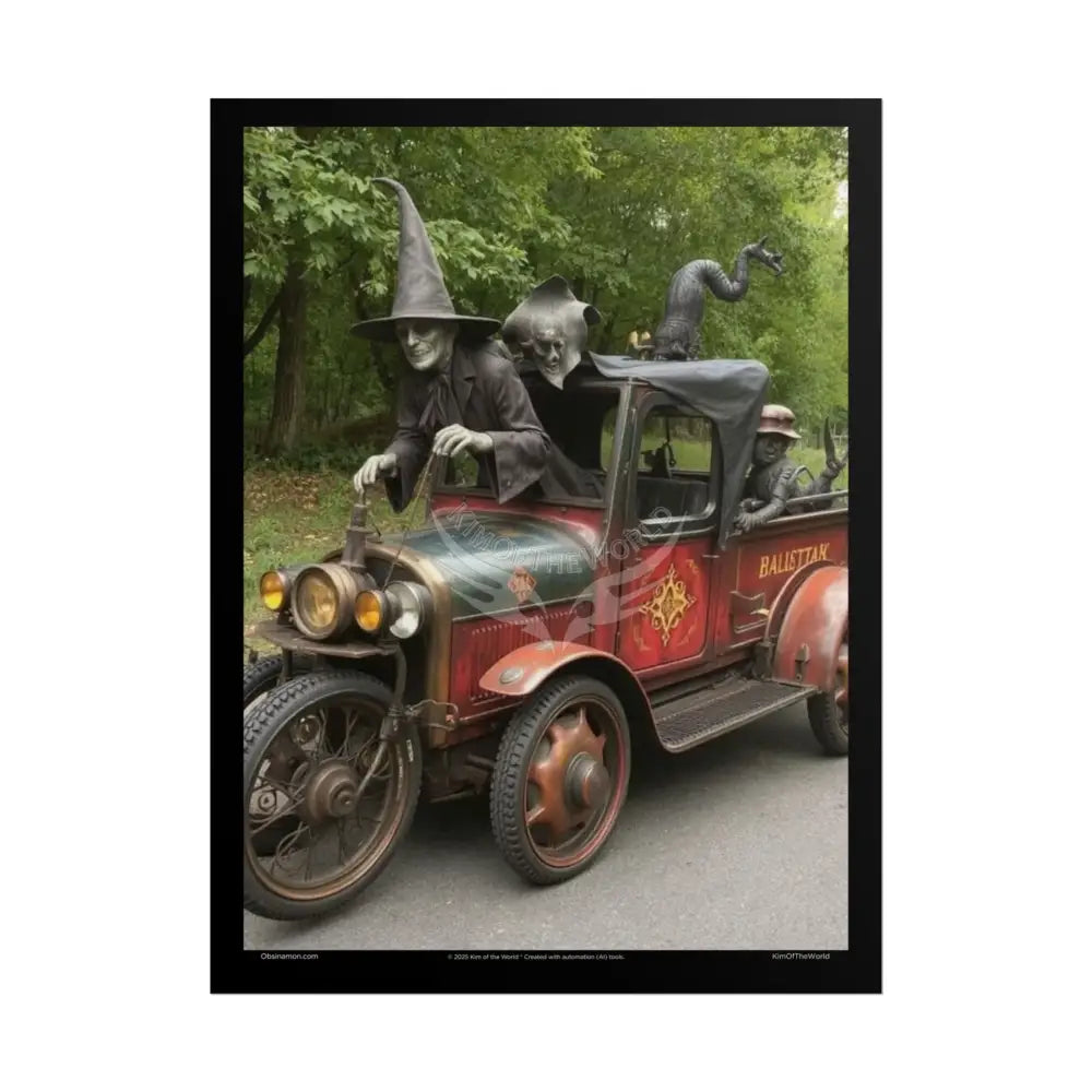 Gothic Wizard Lurching Man Character Giant Towering Skeleton Dudes Comic Motorcade Poster 18″ x 24″ (Vertical) / Matte