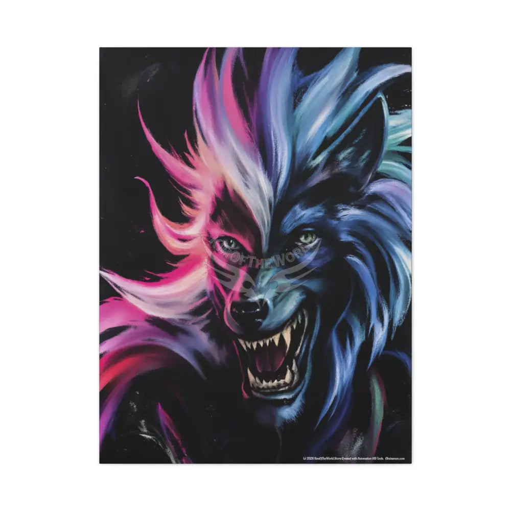 Gothic Wolf Dark Howler Fantasy Canvas Print — Matte Stretched Wall Art 30’’ x 40’’ (Vertical) / 1.25’’ Canvas