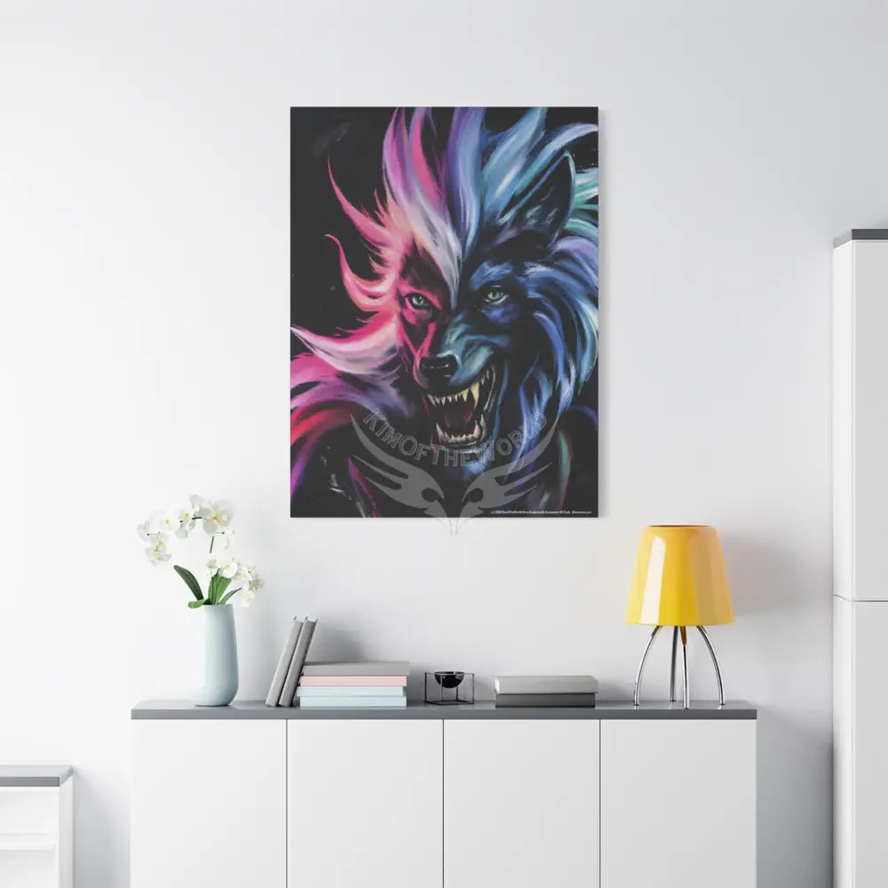 Gothic Wolf Dark Howler Fantasy Canvas Print — Matte Stretched Wall Art Canvas