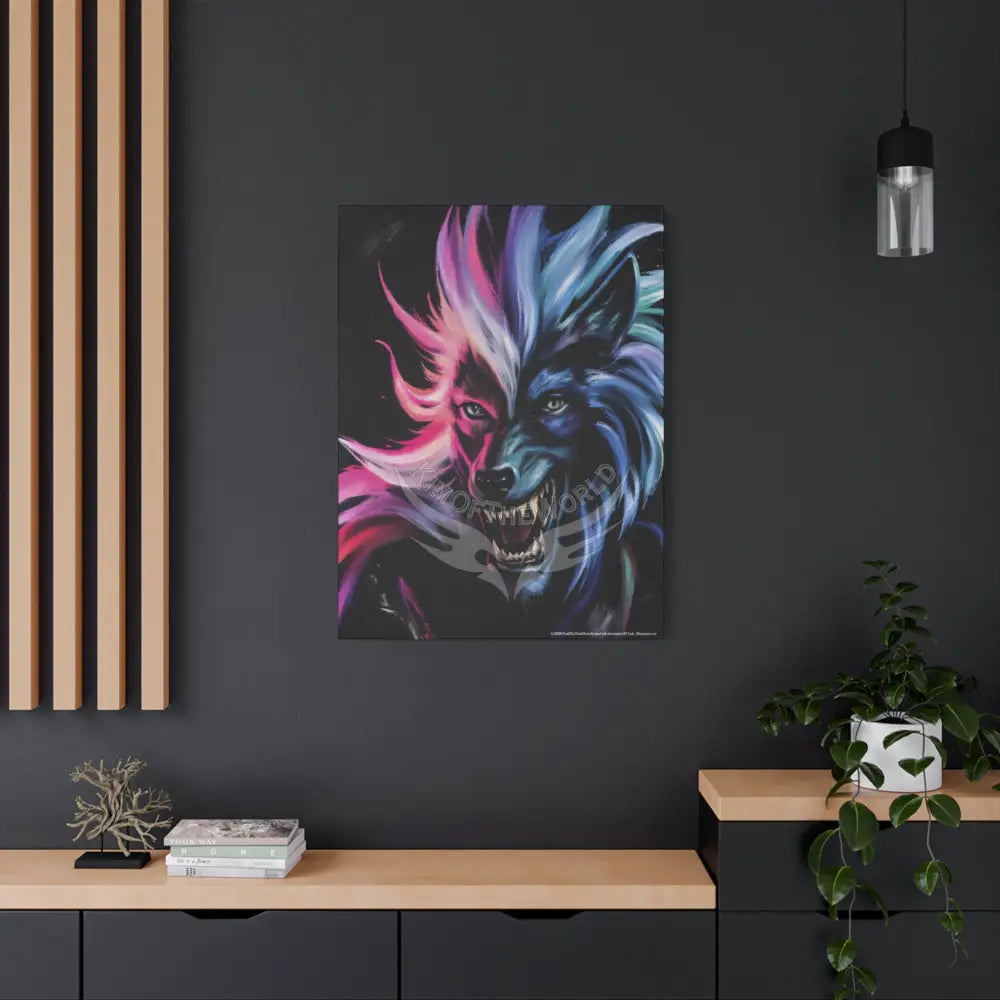 Gothic Wolf Dark Howler Fantasy Canvas Print — Matte Stretched Wall Art Canvas