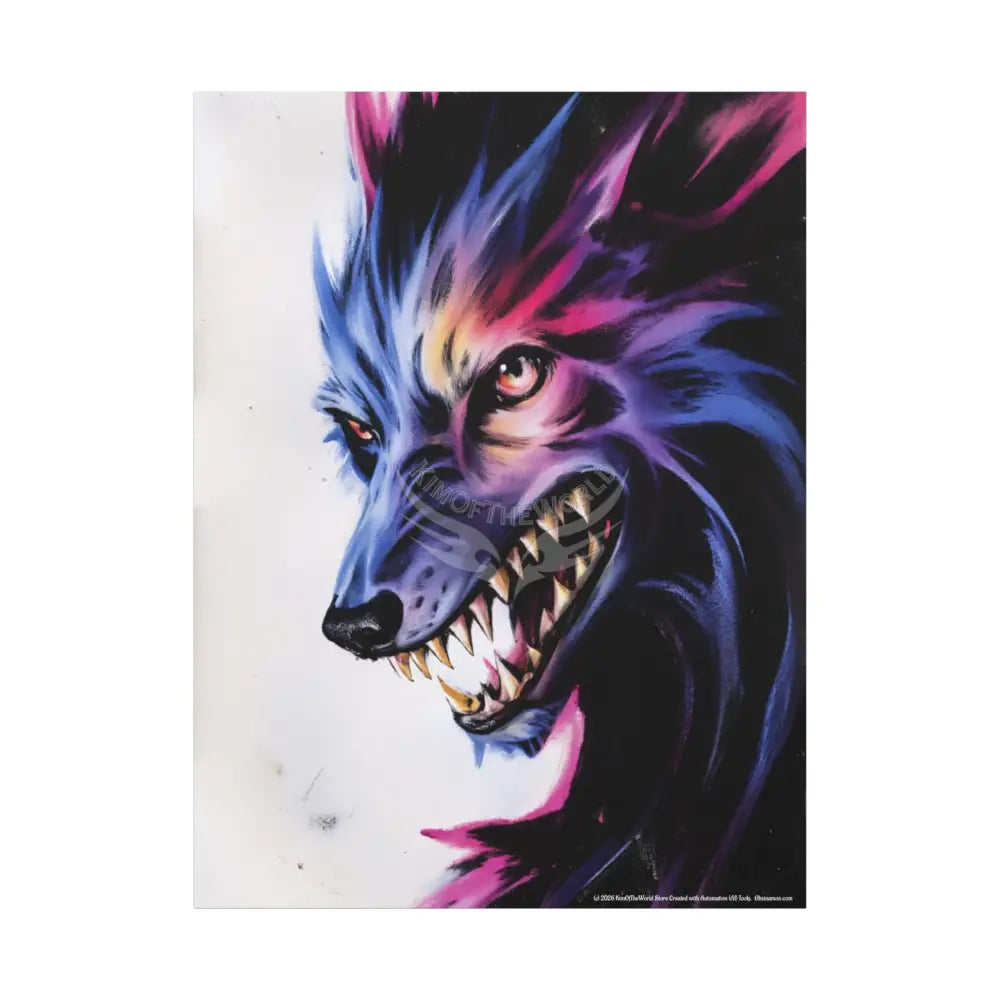 Gothic Wolf Howler Fantasy Canvas Print — Matte Stretched Wall Art 36’’ x 48’’ (Vertical) / 1.25’’ Canvas