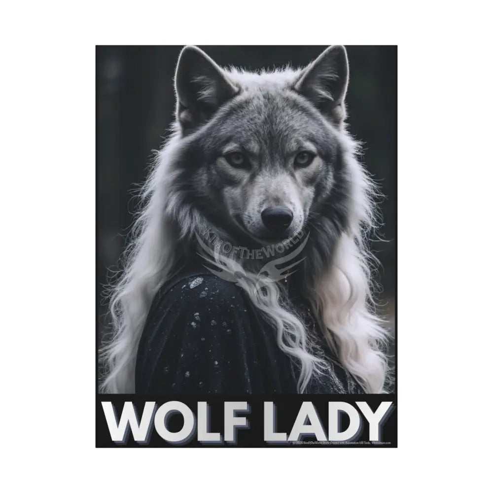 Gothic Wolf Lady Dark Howler Fantasy Canvas Print — Matte Stretched Cosplay Wall Art 36’’ x 48’’ (Vertical) / 1.25’’