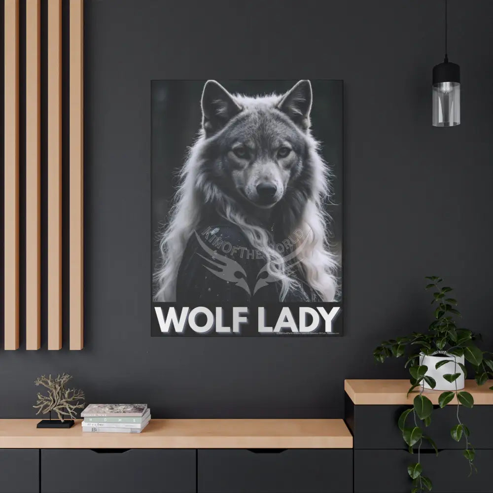 Gothic Wolf Lady Dark Howler Fantasy Canvas Print — Matte Stretched Cosplay Wall Art Canvas