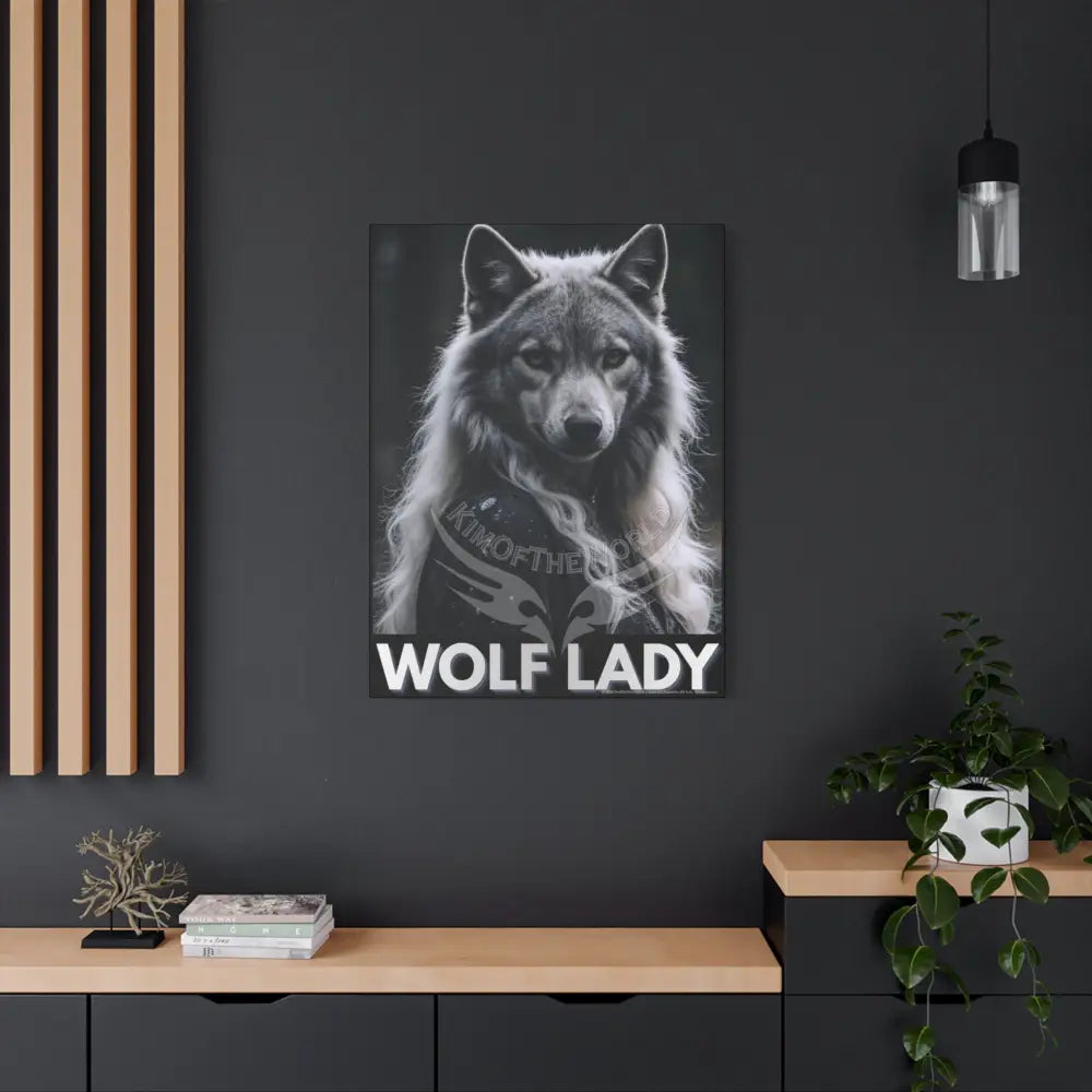 Gothic Wolf Lady Dark Howler Fantasy Canvas Print — Matte Stretched Cosplay Wall Art Canvas
