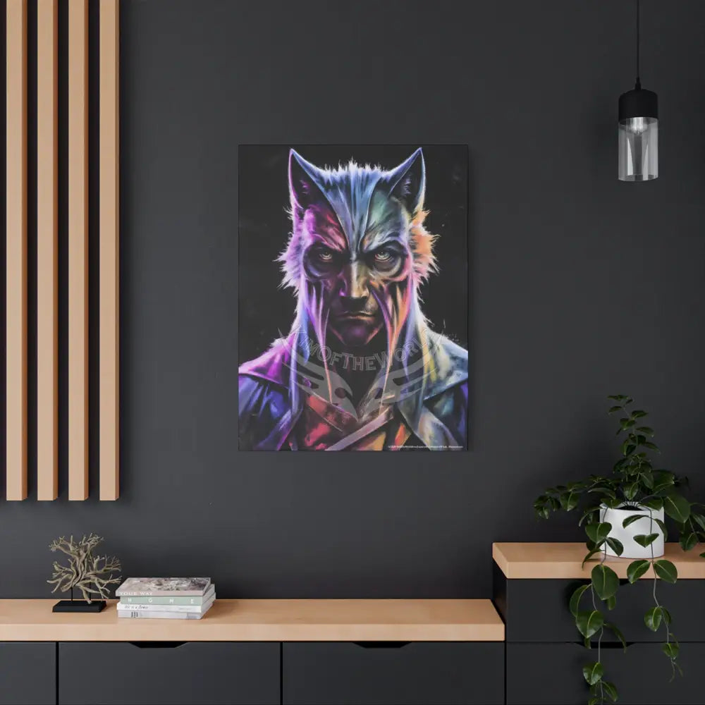 Gothic Wolf Man Dark Howler Fantasy Canvas Print — Matte Stretched Cat Man Wall Art Canvas