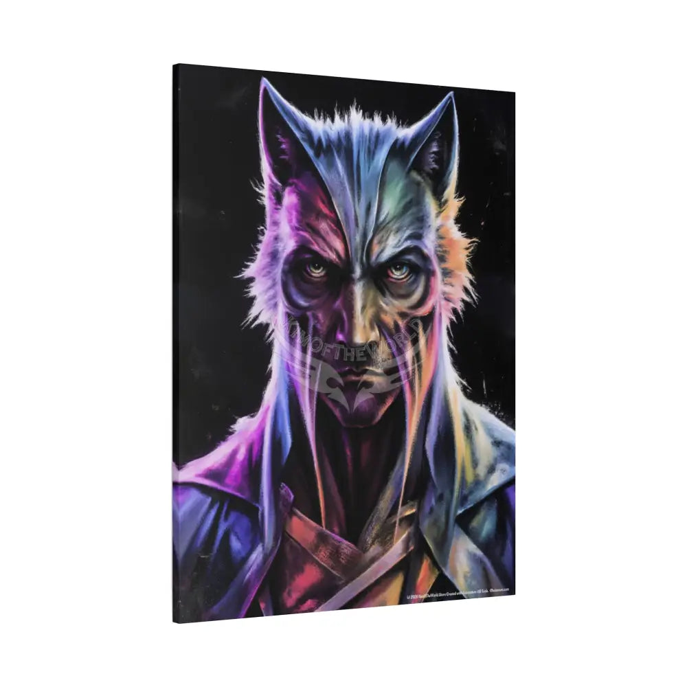 Gothic Wolf Man Dark Howler Fantasy Canvas Print — Matte Stretched Cat Man Wall Art Canvas