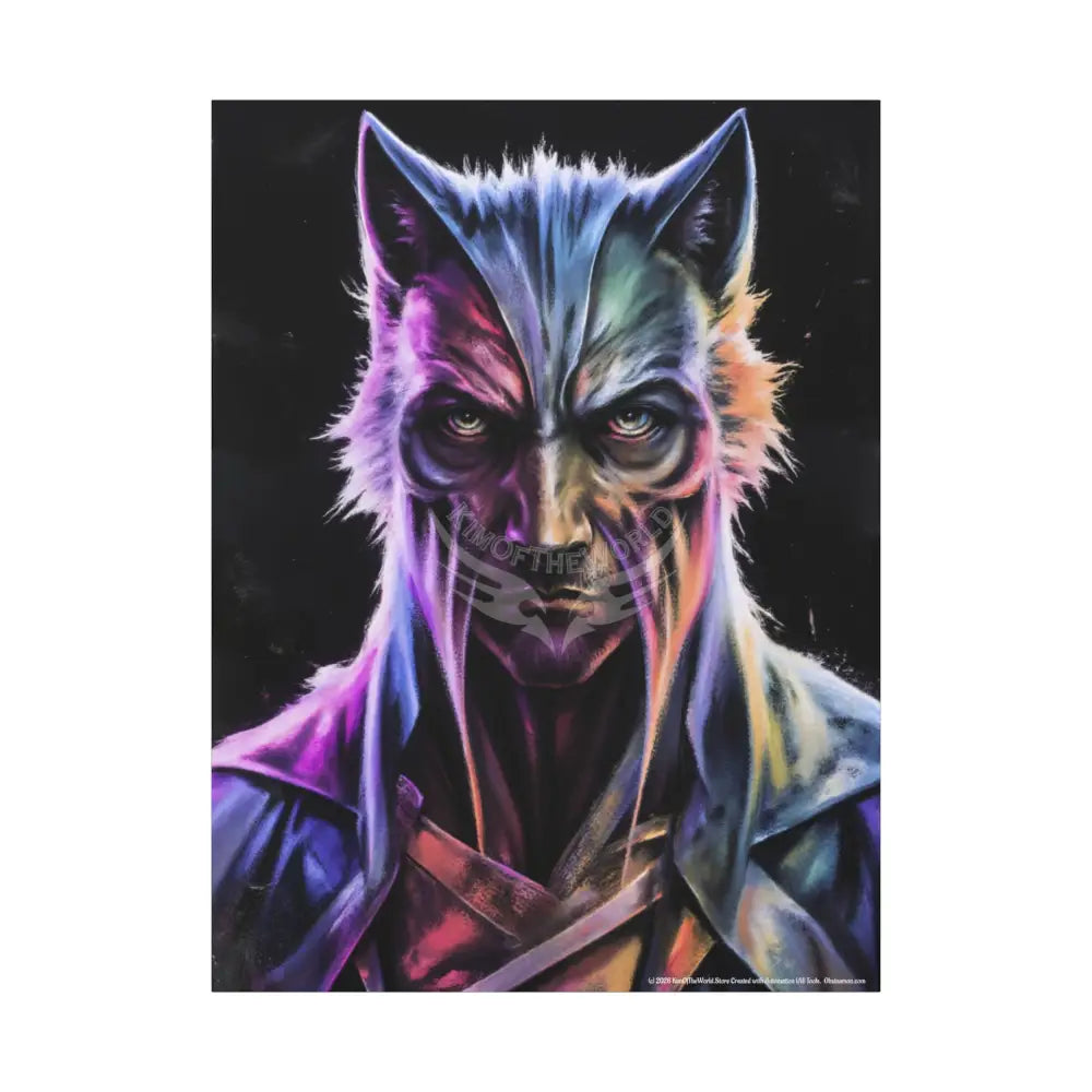 Gothic Wolf Man Dark Howler Fantasy Canvas Print — Matte Stretched Cat Man Wall Art 36’’ x 48’’ (Vertical) / 1.25’’