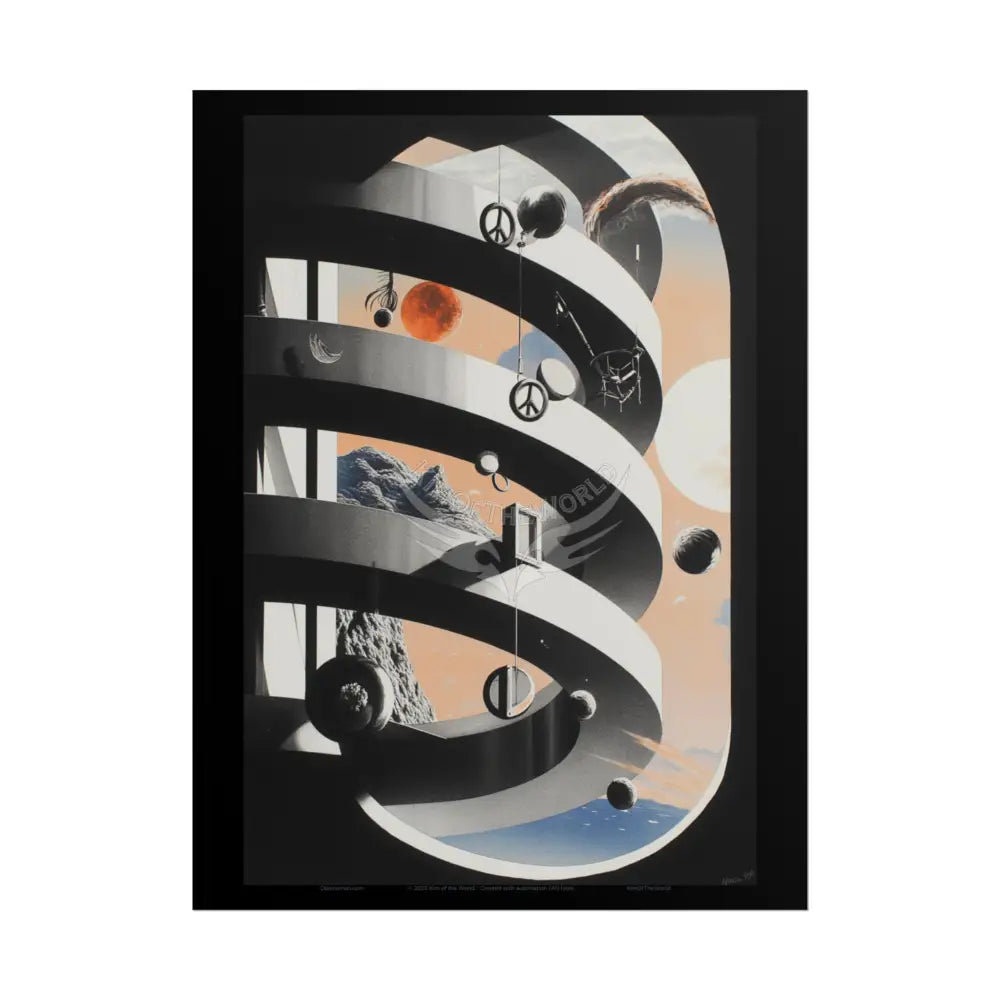 Gothic Wonderland Multiverse Rolled Poster — Bold Contrasting Circular Structure Multilevel Art Print 18″ x 24″