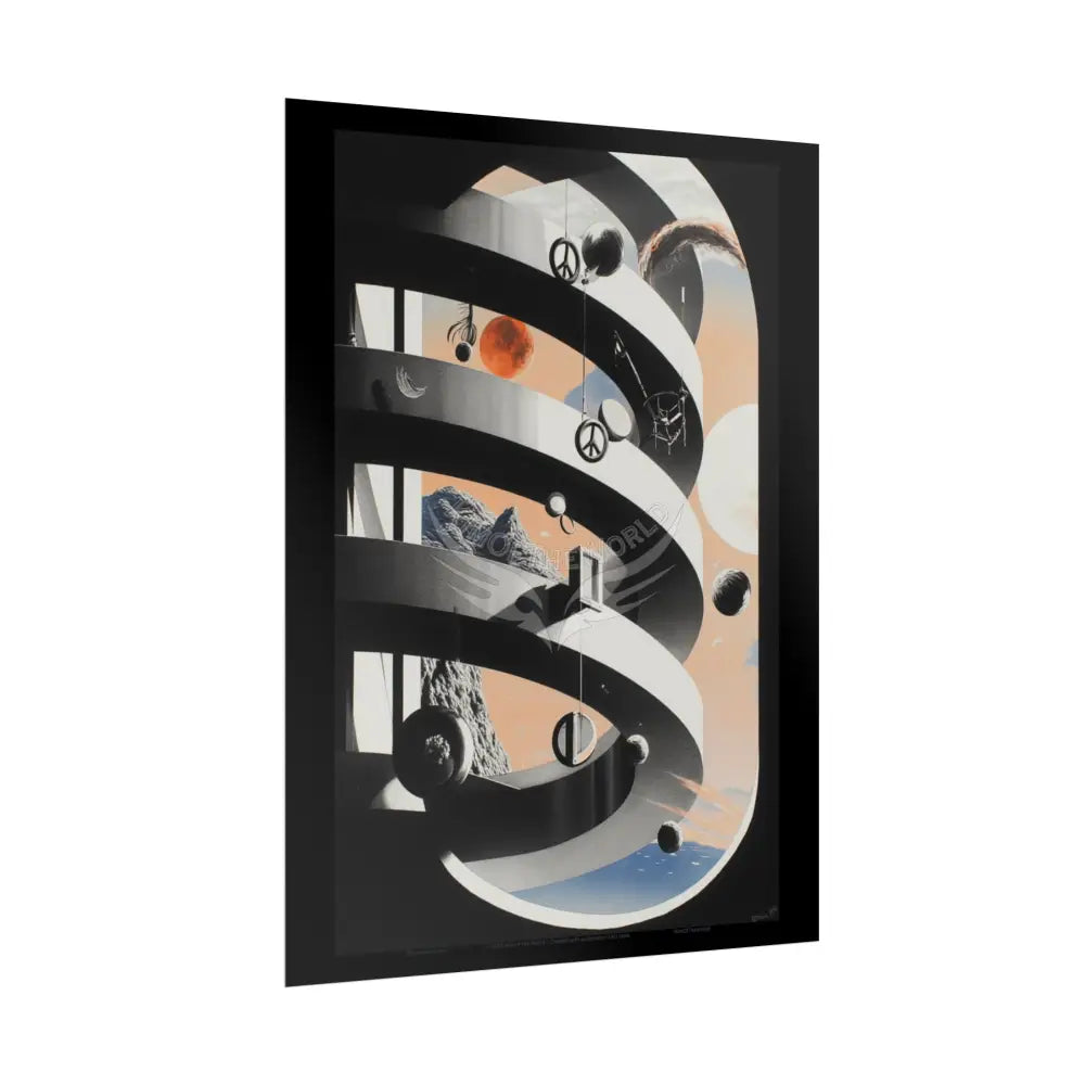 Gothic Wonderland Multiverse Rolled Poster — Bold Contrasting Circular Structure Multilevel Art Print Poster