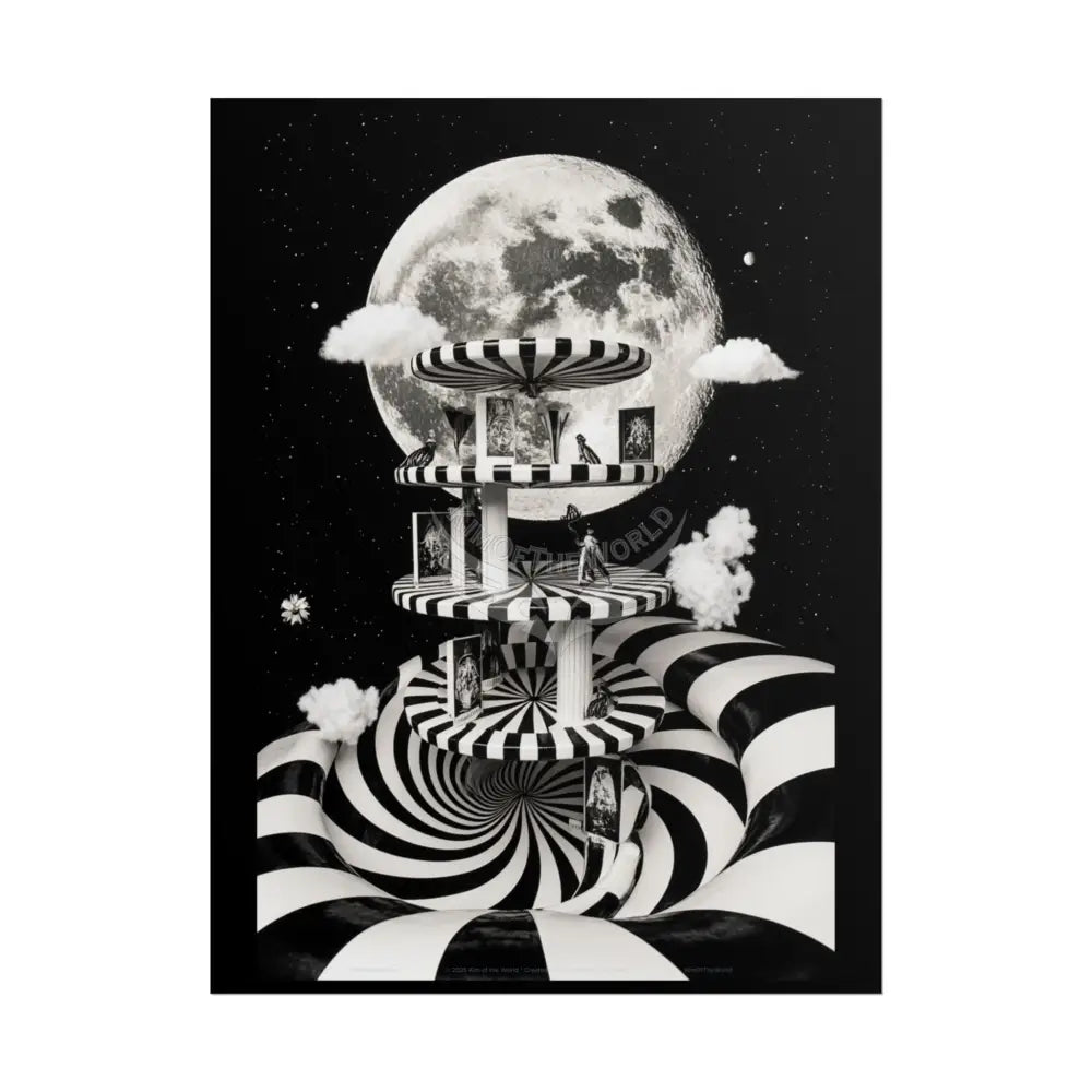 Gothic Wonderland Multiverse Rolled Poster — Bold Contrasting Striped Multilevel Art Print 18″ x 24″ (Vertical) / Matte
