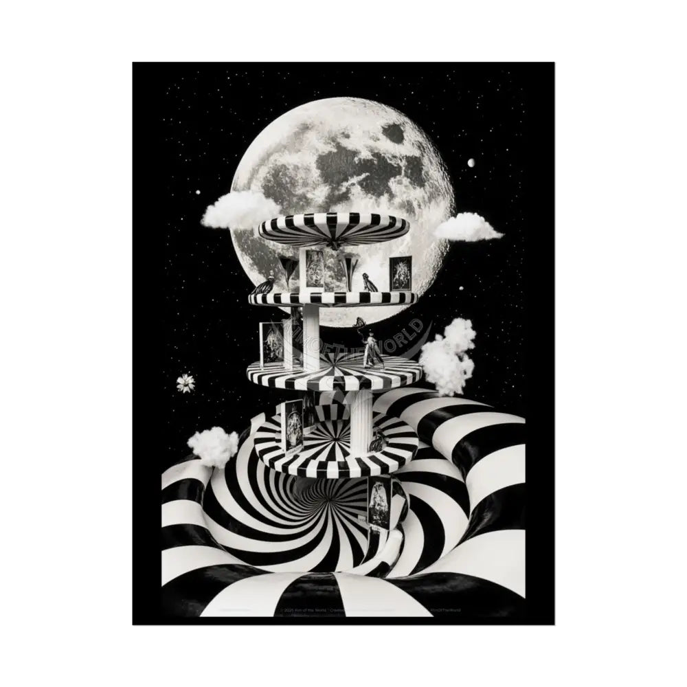 Gothic Wonderland Multiverse Rolled Poster — Bold Contrasting Striped Multilevel Art Print 18″ x 24″ (Vertical) / Semi