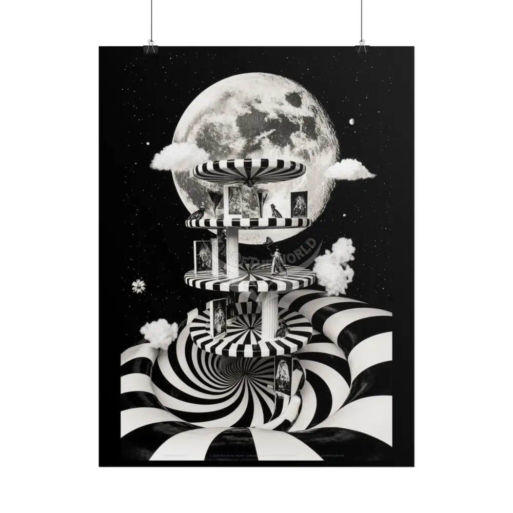 Gothic Wonderland Multiverse Rolled Poster — Bold Contrasting Striped Multilevel Art Print Poster
