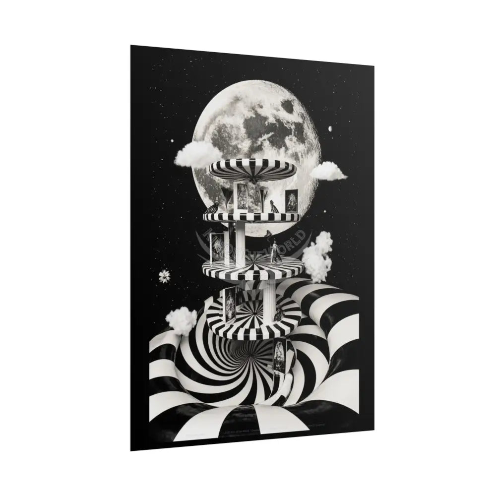 Gothic Wonderland Multiverse Rolled Poster — Bold Contrasting Striped Multilevel Art Print Poster