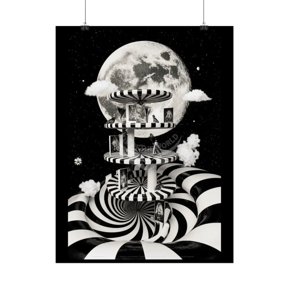 Gothic Wonderland Multiverse Rolled Poster — Bold Contrasting Striped Multilevel Art Print Poster