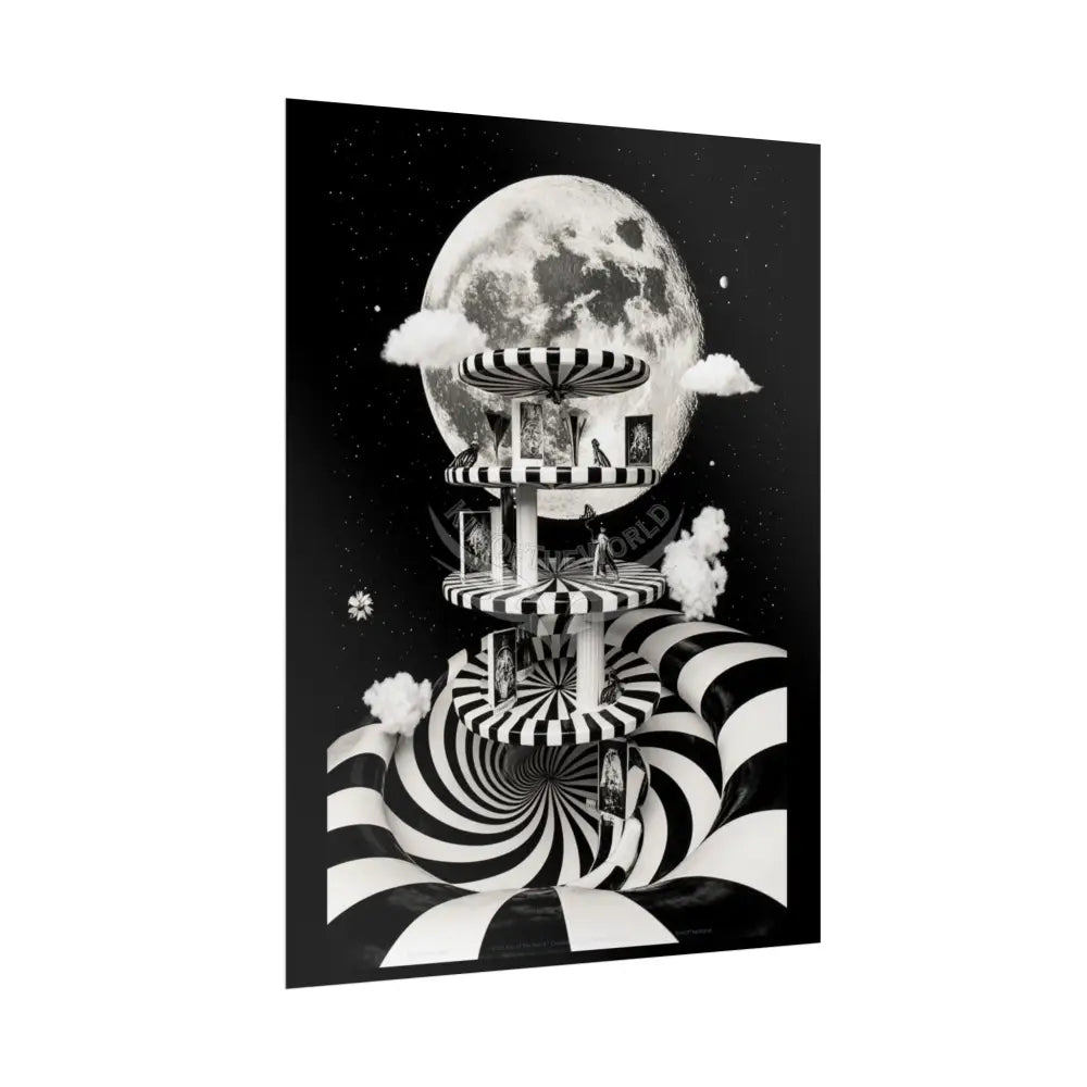 Gothic Wonderland Multiverse Rolled Poster — Bold Contrasting Striped Multilevel Art Print Poster