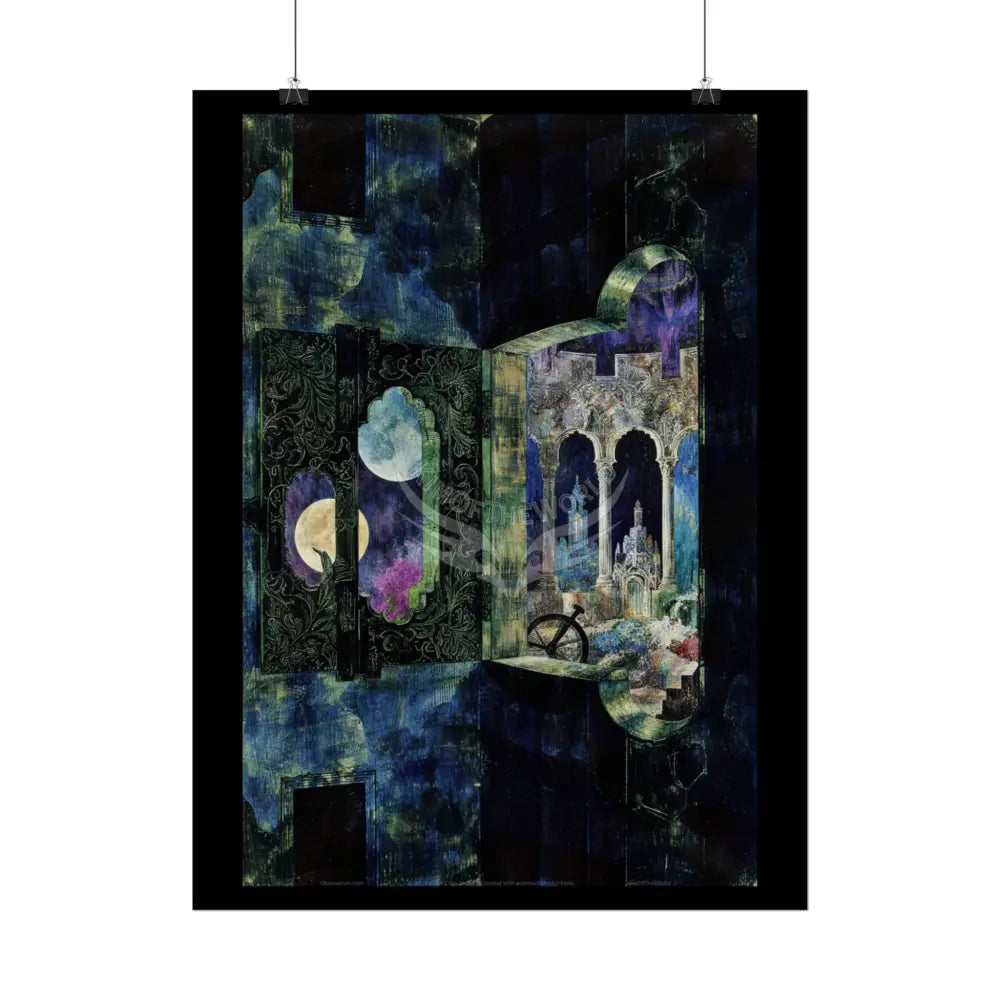 Gothic Wonderland Multiverse Rolled Poster — Bold Green And Blue Multilevel Blend Art Print Poster