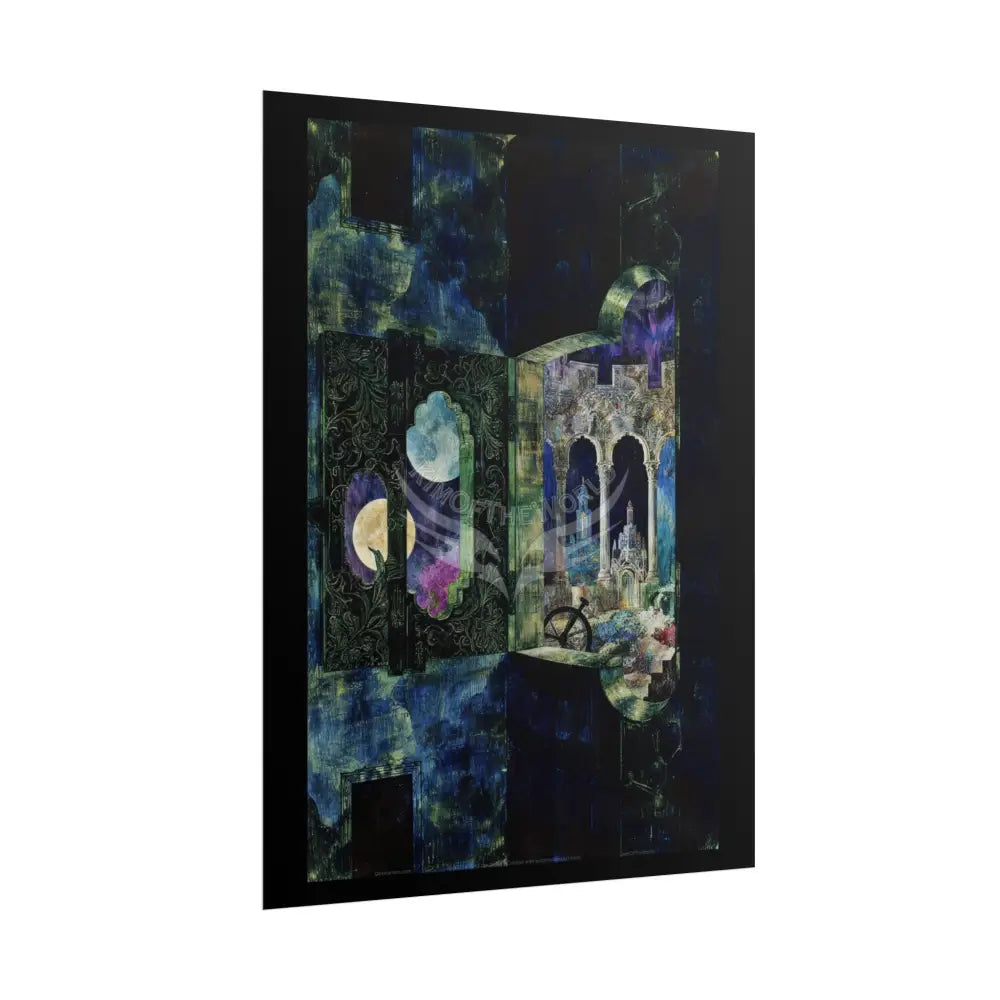 Gothic Wonderland Multiverse Rolled Poster — Bold Green And Blue Multilevel Blend Art Print Poster