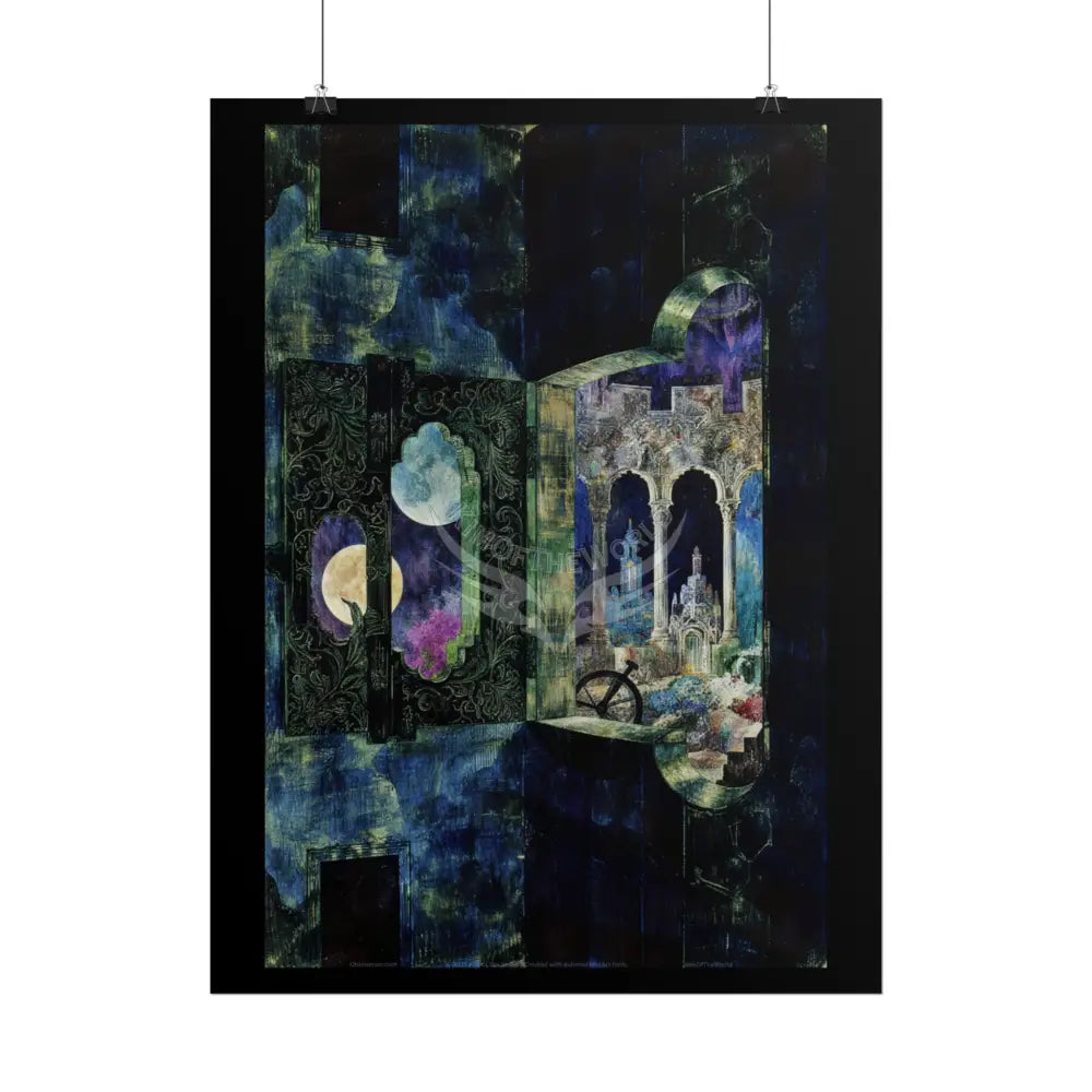 Gothic Wonderland Multiverse Rolled Poster — Bold Green And Blue Multilevel Blend Art Print Poster