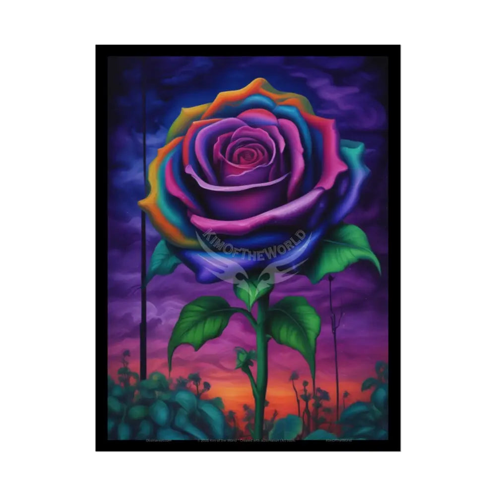 Gothic Wonderland Spectrum Rose Artistic Rolled Poster — Bold Blend Art Print 18″ x 24″ (Vertical) / Semi Glossy Poster