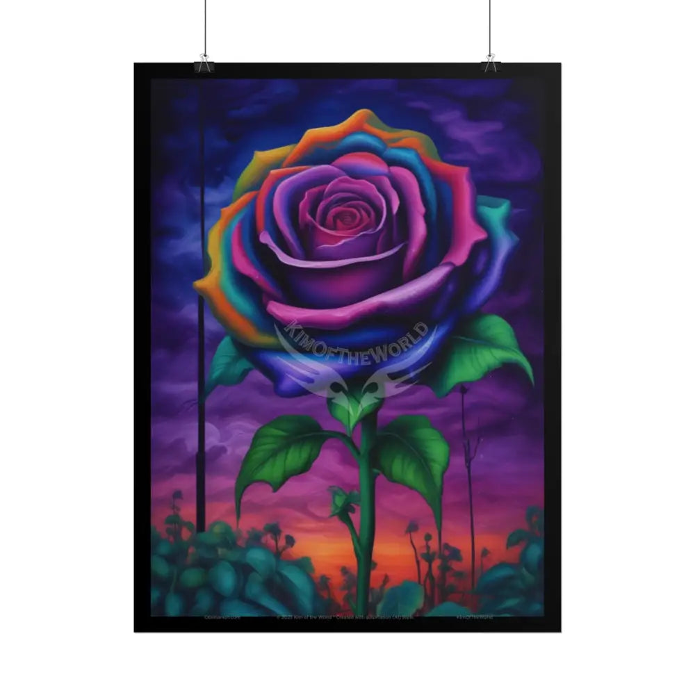 Gothic Wonderland Spectrum Rose Artistic Rolled Poster — Bold Blend Art Print Poster