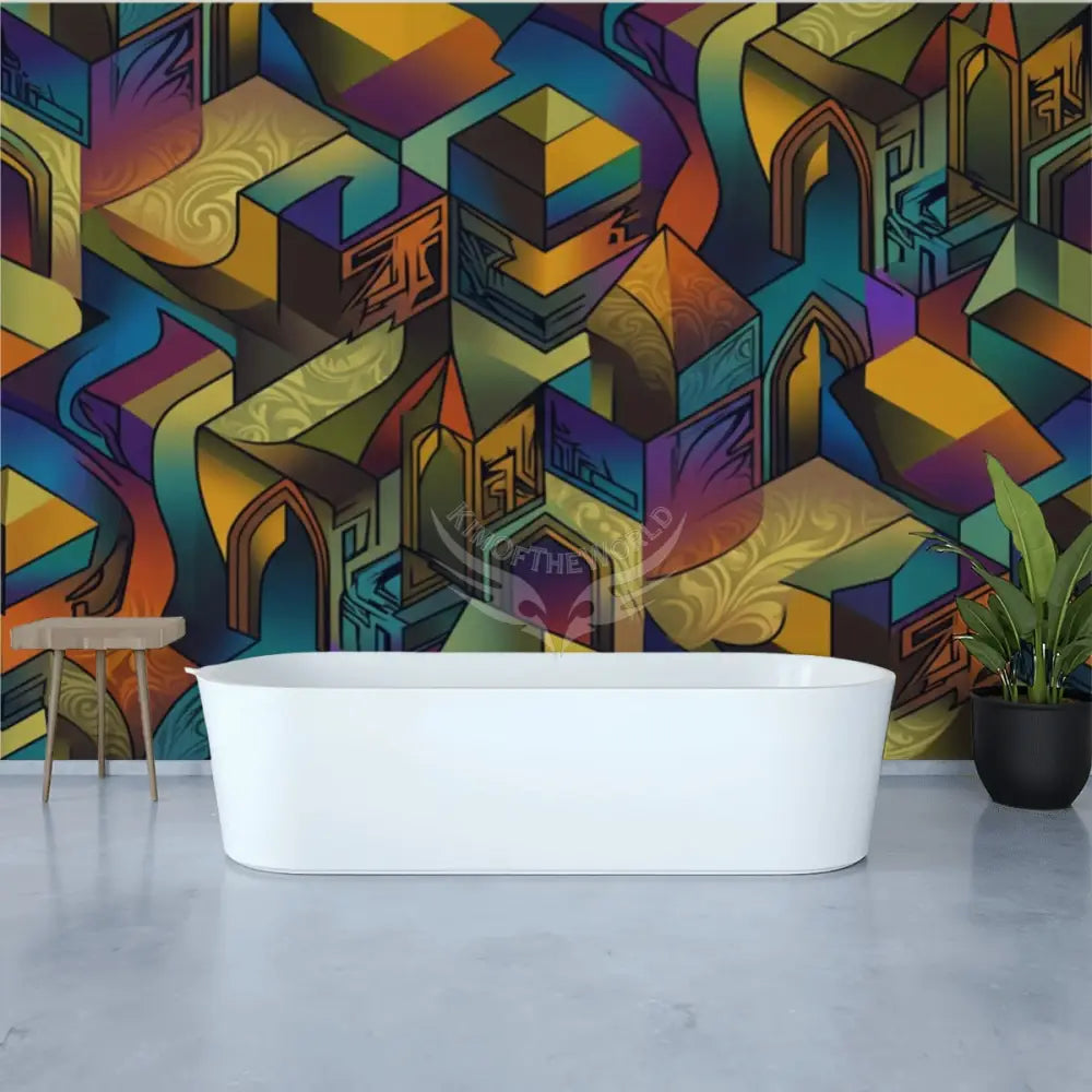 Graffiti Colorful Shapes Unpasted Mural Wallpaper 144’’x100’’ 144’’x100’’ Wall Coverings