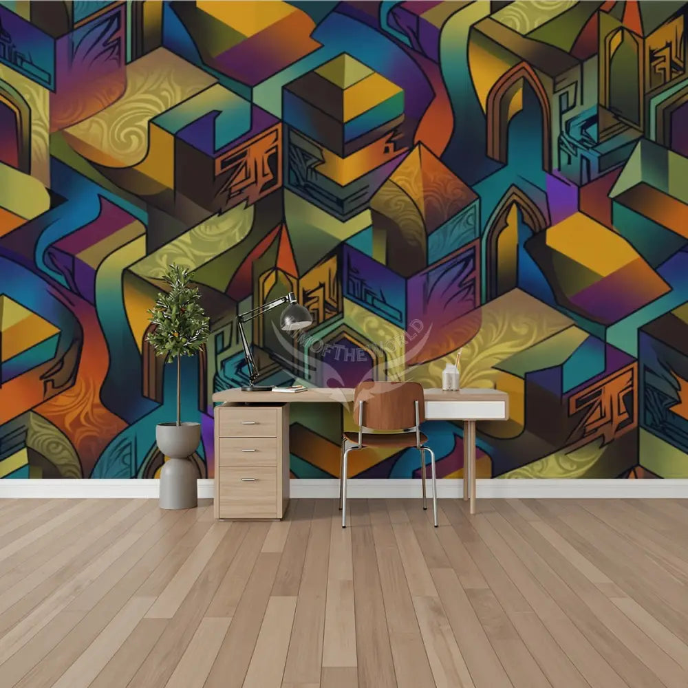 Graffiti Colorful Shapes Unpasted Mural Wallpaper 144’’x100’’ 144’’x100’’ Wall Coverings