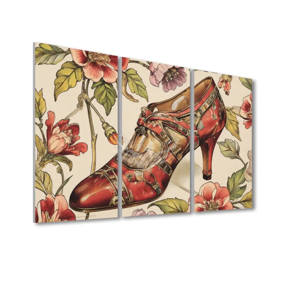 Granny Shoe Floral Prints 3 Panels Sound Absorbing Wall Art 24’’x48’’x3 pcs Acoustic Panels