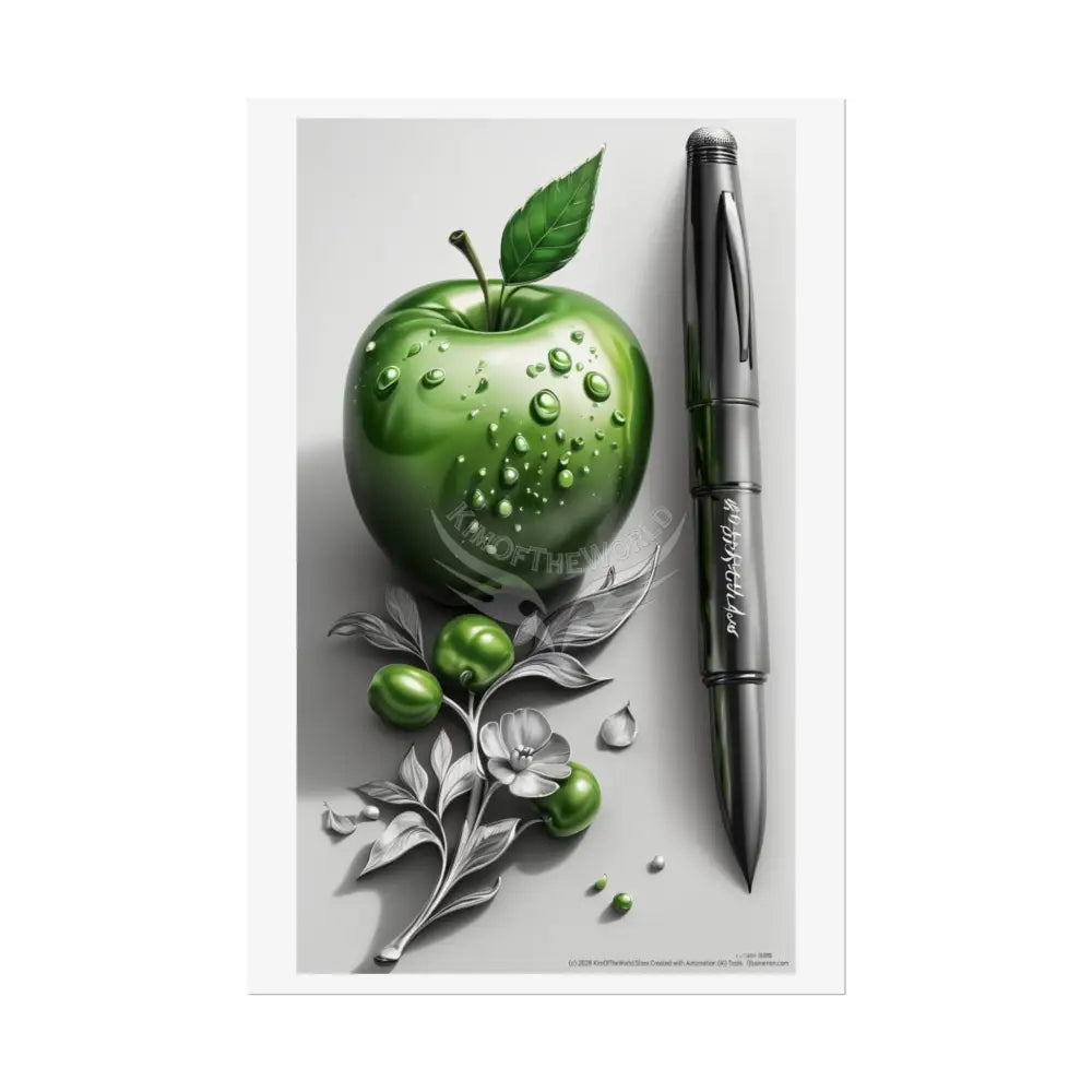 Green Apple Pewter Writer’s Art Poster – Mysterious Wall Art 24’’ x 36’’ (Vertical) / Semi Glossy Poster