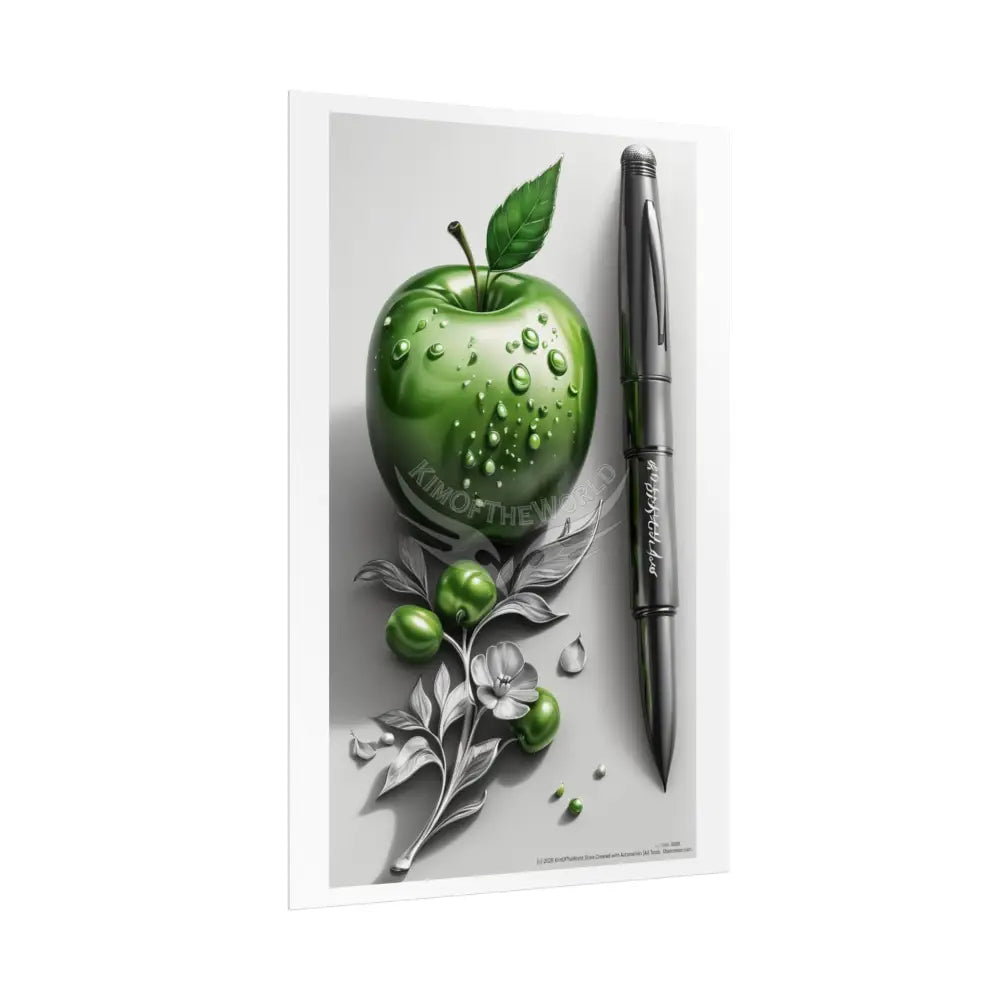 Green Apple Pewter Writer’s Art Poster – Mysterious Wall Art Poster