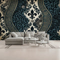 Green Black and White Lace Stripes Unpasted Mural Wallpaper 144’’x100’’ 144’’x100’’ Wall Coverings