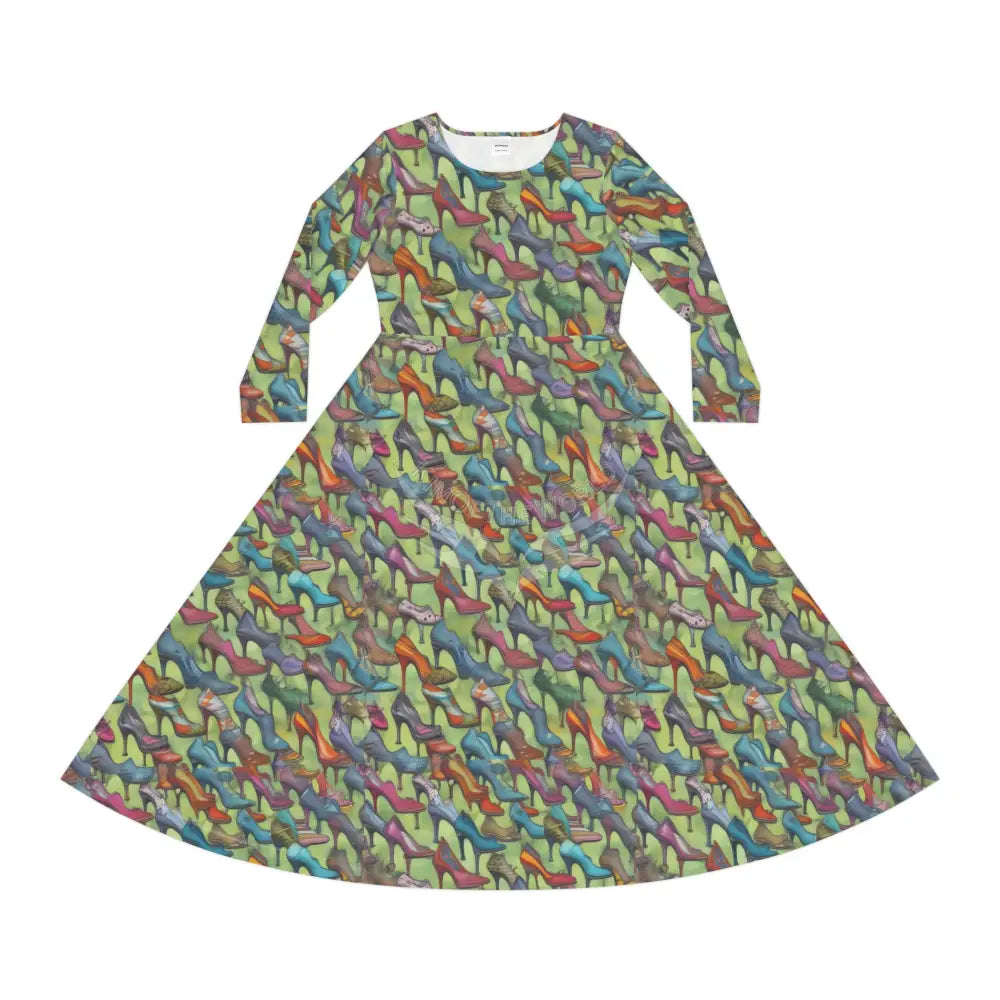 Green Shoes Print Wallpaper Print Dress – Women’s Long Sleeve AOP L All Over Prints