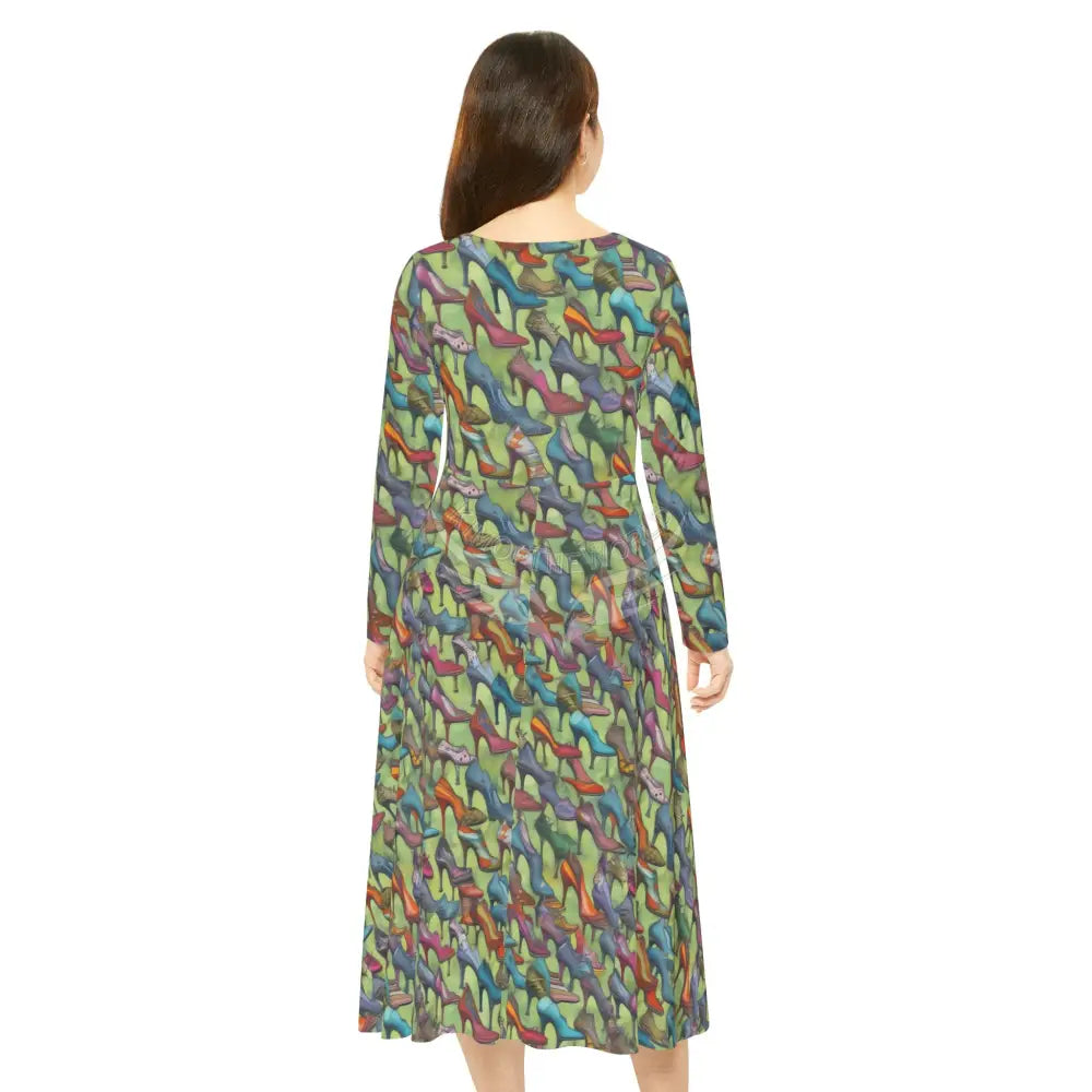 Green Shoes Print Wallpaper Print Dress – Women’s Long Sleeve AOP L All Over Prints