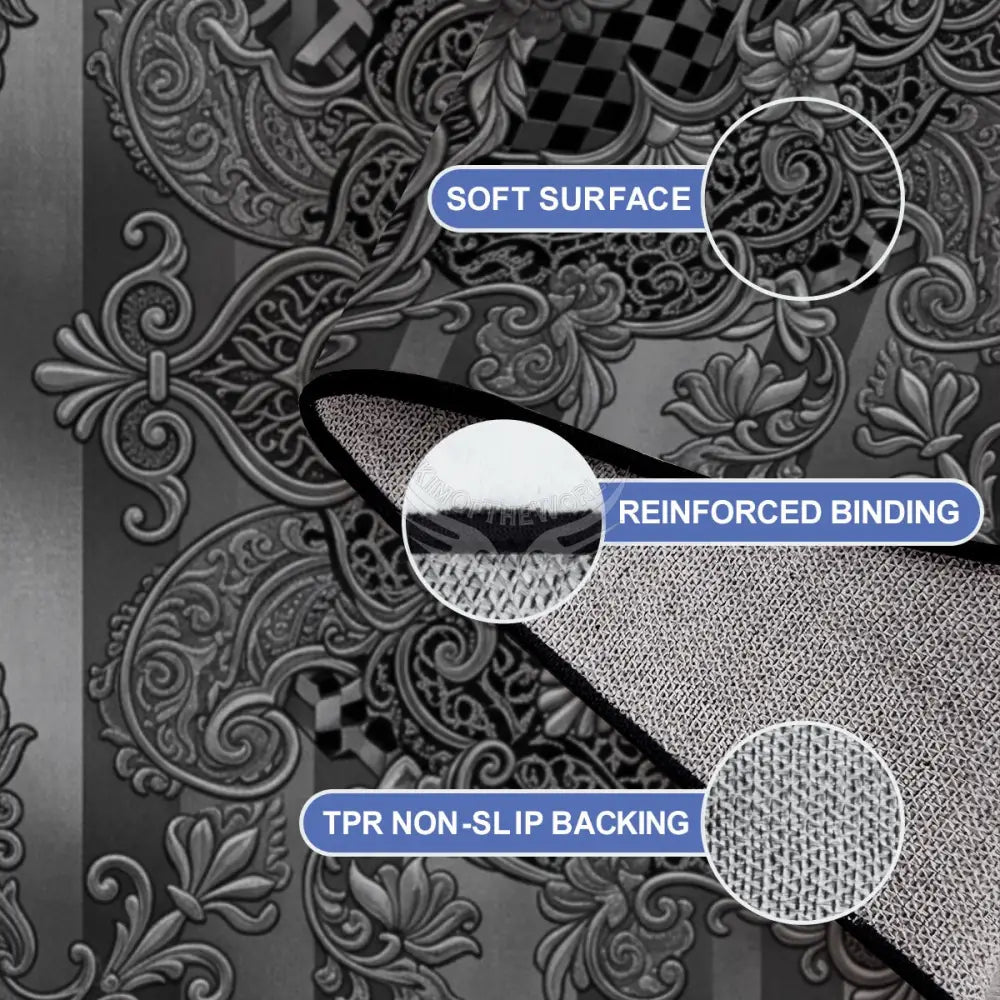 Grey and Black Floral Design 10 ft x 8 ft Large Area Rug Floor Carpet 120’’x96’’ Rugs & Mats