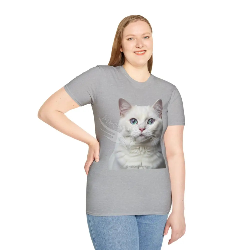 Grey and White Kitty Cat Parent Tee - Softstyle T-Shirt T-Shirt