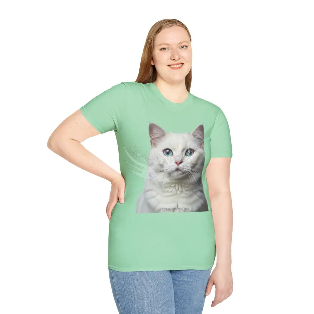 Grey and White Kitty Cat Parent Tee - Softstyle T-Shirt T-Shirt