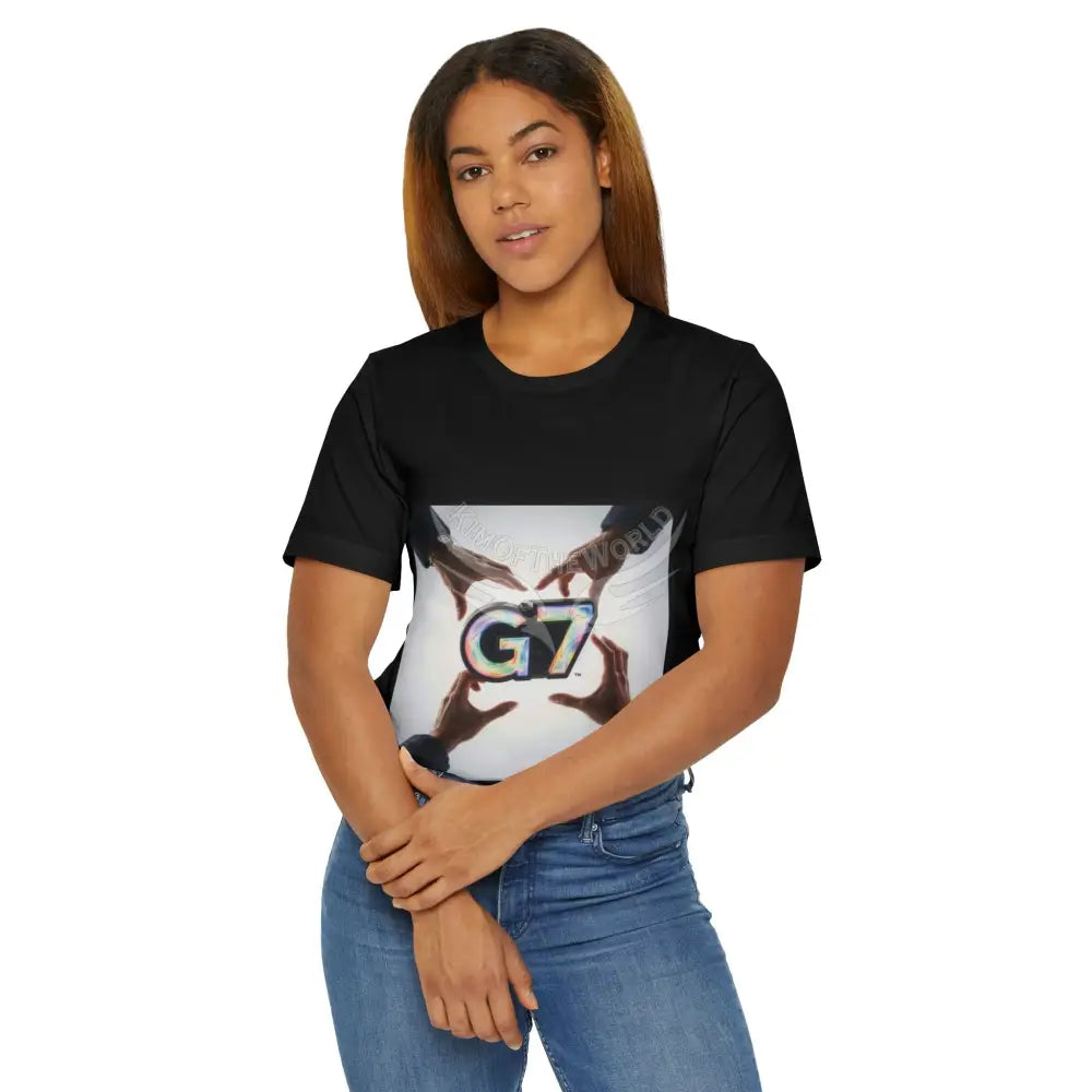 Helping Hands G7 Community T-Shirt — Colorful Sparkle Letter Graphic Tee T-Shirt