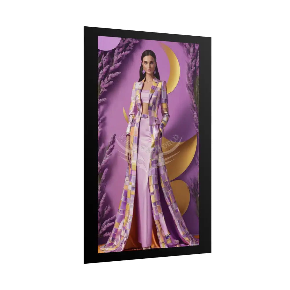High Fashion Poster Set featuring Iridescent Pink & Orange Satin Lady Model Goth Girl Goddess Queen Surreal -- Home or