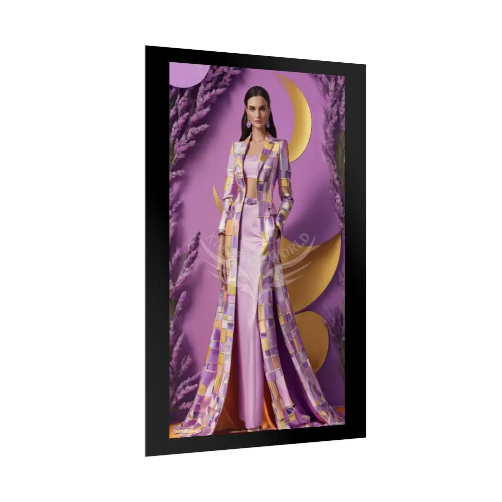 High Fashion Poster Set featuring Iridescent Pink & Orange Satin Lady Model Goth Girl Goddess Queen Surreal -- Home or