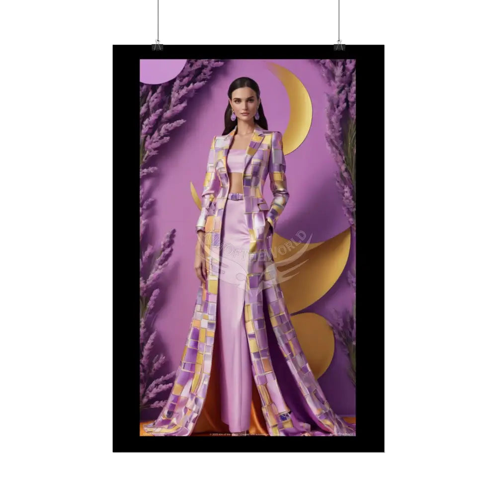 High Fashion Poster Set featuring Iridescent Pink & Orange Satin Lady Model Goth Girl Goddess Queen Surreal -- Home or