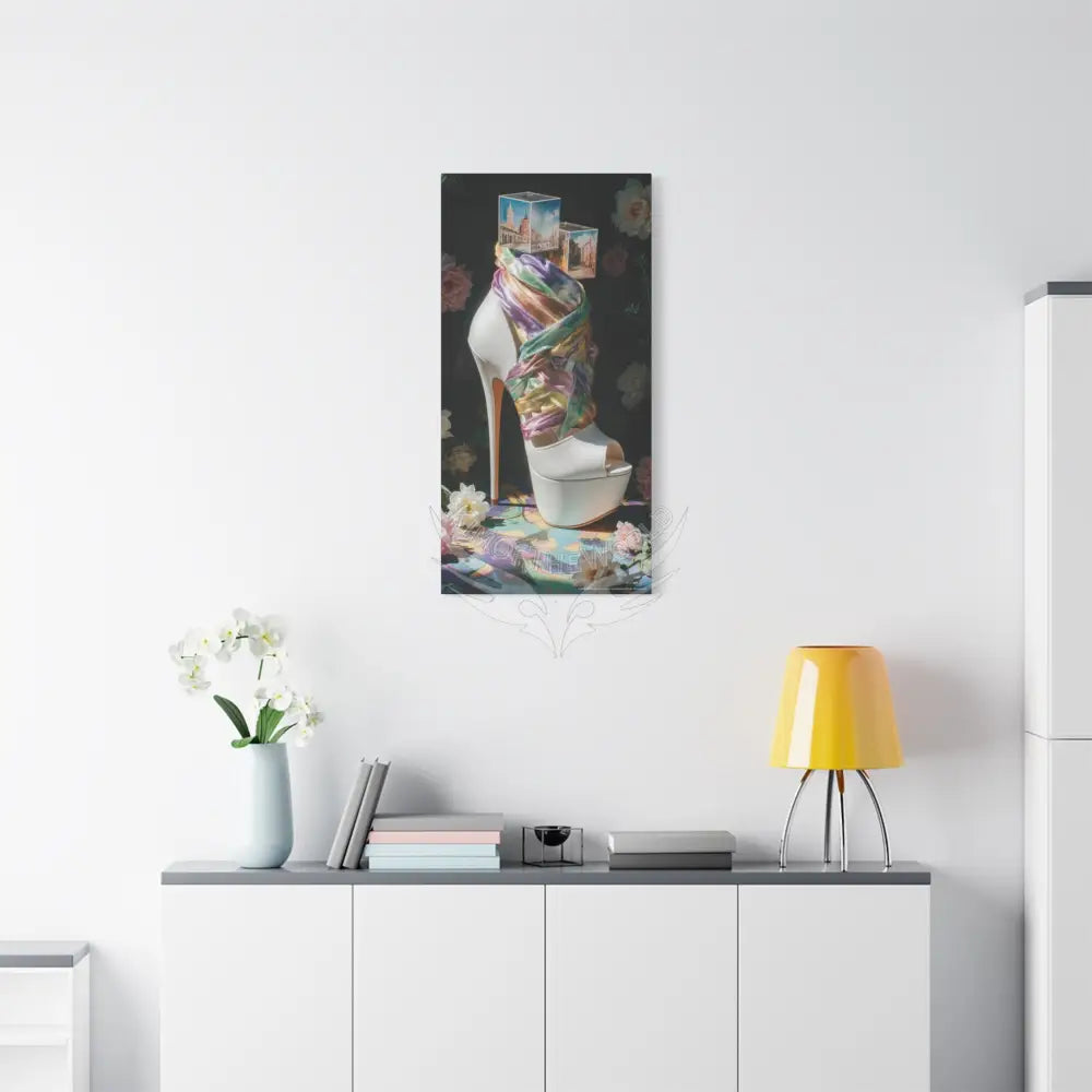 High Heel Stiletto Iridescent Tall Shoe Canvas Wall Art — Matte Stretched 1.25’’ 20’’ x 40’’ (Vertical) / 1.25’’ Canvas