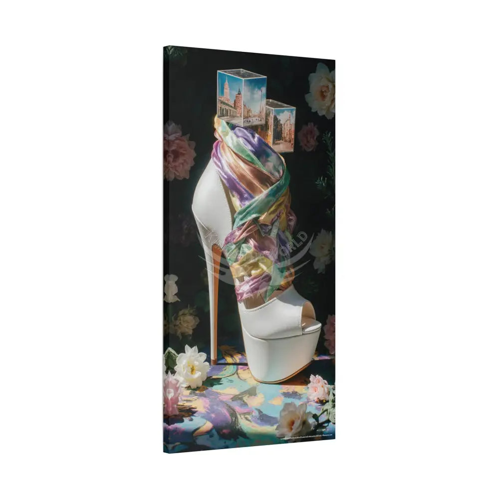 High Heel Stiletto Iridescent Tall Shoe Canvas Wall Art — Matte Stretched 1.25’’ 20’’ x 40’’ (Vertical) / 1.25’’ Canvas
