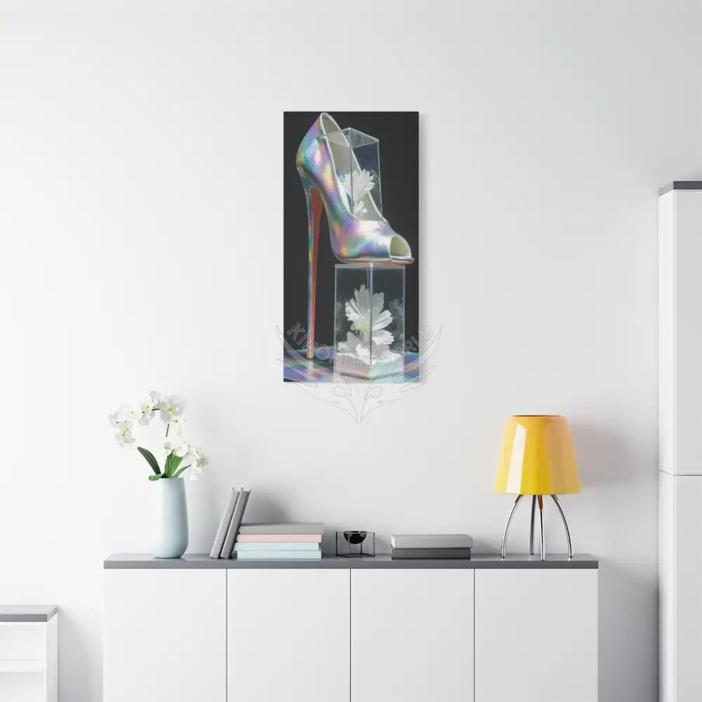 High Heel Stiletto Iridescent Tall Shoe Canvas Wall Art — Matte Stretched 1.25’’ 20’’ x 40’’ (Vertical) / 1.25’’ Canvas
