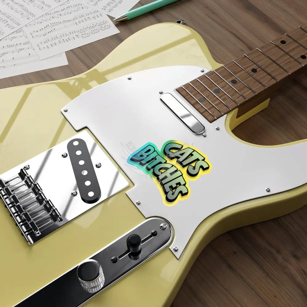 Holographic ’Cats Bitches’ Die-Cut Sticker — Retro Graffiti Cat Pride Decal Paper products