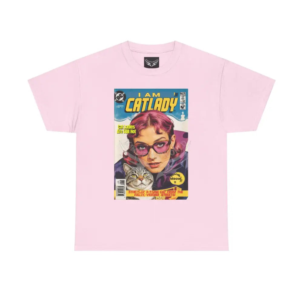I Am Catlady Retro Comic Tee - Vintage Cat Lover Graphic T-Shirt Light Pink / S T-Shirt